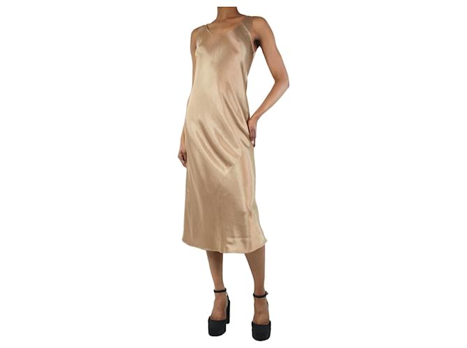 Autre Marque Vestido lencero de raso marrón - talla UK 4 Castaño Acetato  ref.1247002