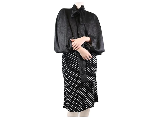 Chanel Black lurex self-tie silk-blend cape - size UK 14  ref.1247007