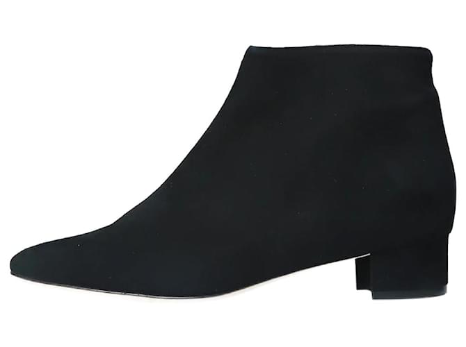 Manolo Blahnik Black suede ankle boots - size EU 37.5 Green  ref.1247010
