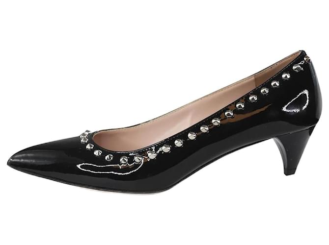 Miu Miu Black stud-detail kitten heel pumps - size EU 36.5 Leather  ref.1247016