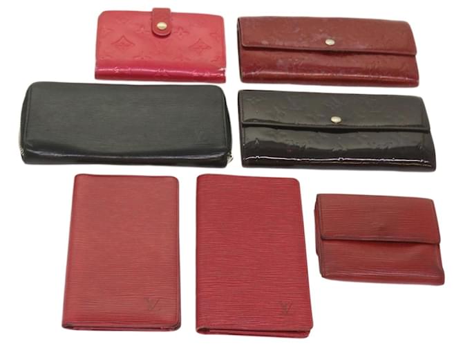 LOUIS VUITTON Monogram Vernis Epi Wallet 7Set Red Black Pink LV Auth 65277 Patent leather  ref.1247058