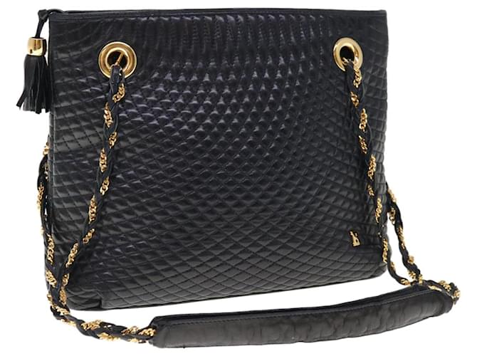 BALLY Quilted Chain Shoulder Bag Leather Black Auth am5699  ref.1247084