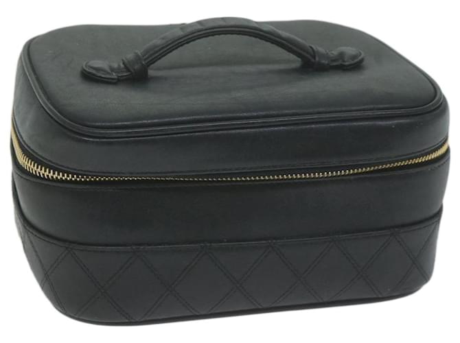 CHANEL Bicolole Vanity Cosmetic Pouch Leather Black CC Auth 65885  ref.1247092