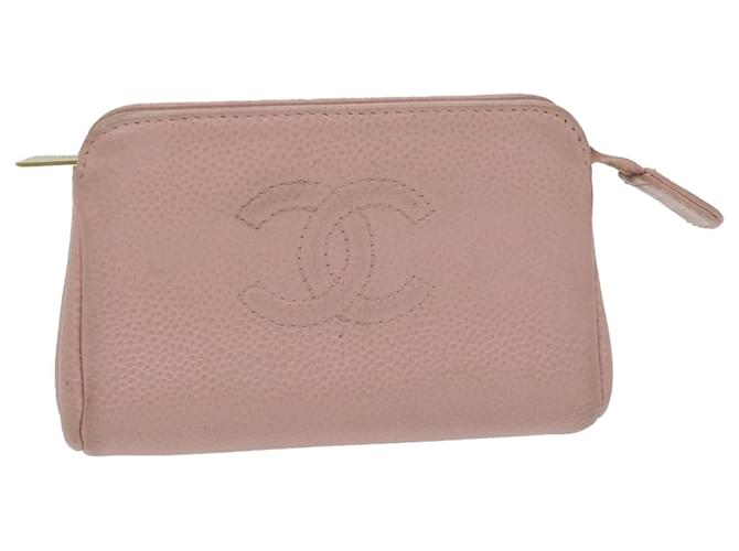 CHANEL Cosmetic Pouch Caviar Skin Pink CC Auth am5668  ref.1247164