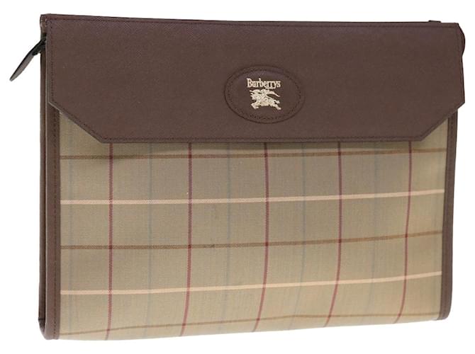 Autre Marque Burberrys Nova Check Clutch Bag Canvas Brown Auth 65917 Cloth  ref.1247168