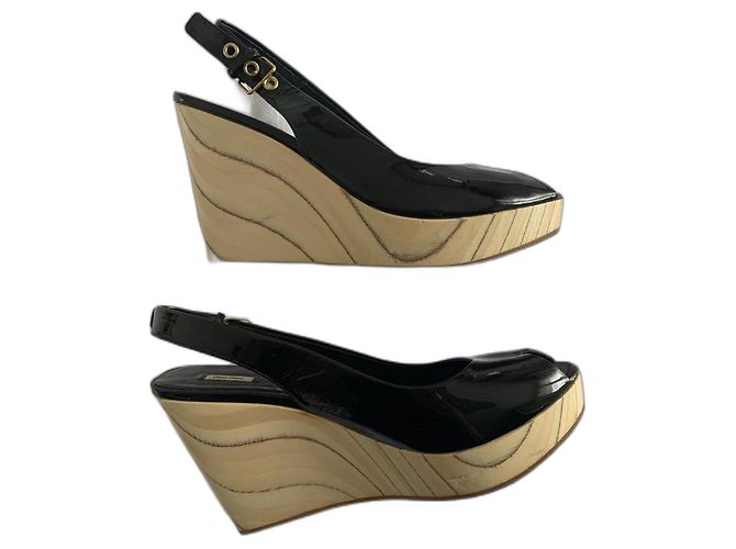 Miu Miu Black Patent Leather Platform Pumps
