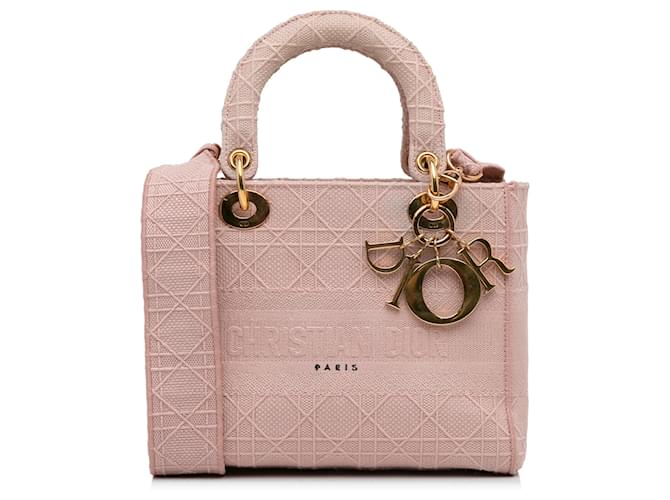 Dior Pink Medium Cannage Lady D-Lite Rosa Tela Panno  ref.1179000