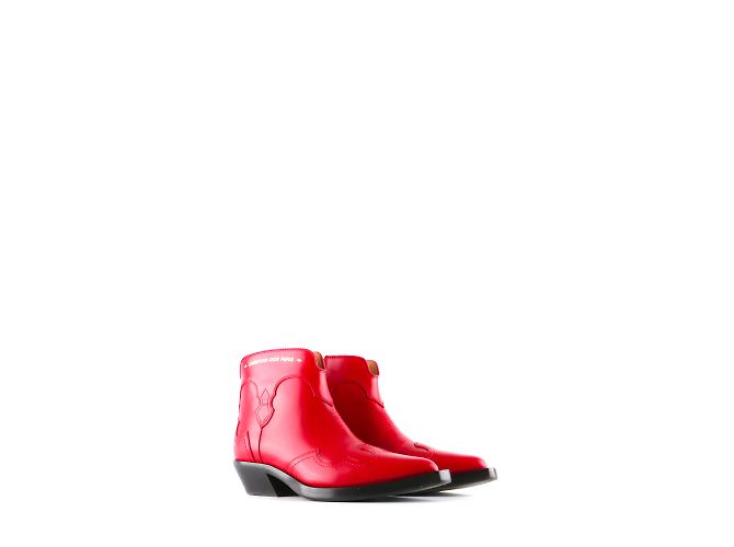 DIOR - Dior West Stiefeletten aus rotem Leder mit Absatz (Größe 37)