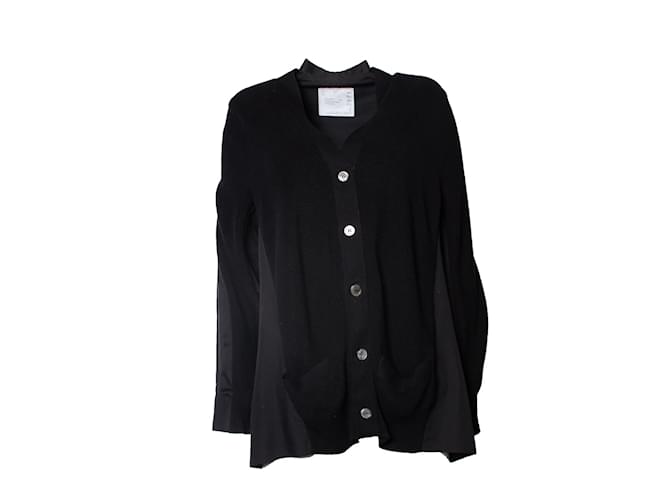 Sacai, black cardigan with oversized pockets Cotton  ref.1246255