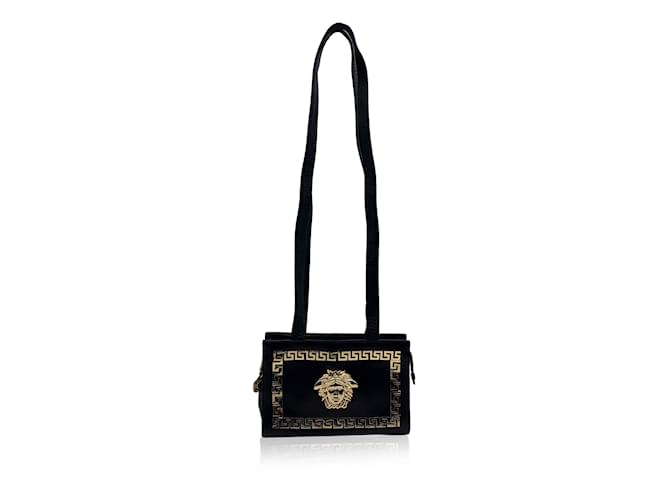Gianni Versace Couture Vintage Black Leather Medusa Shoulder Bag  ref.1246316