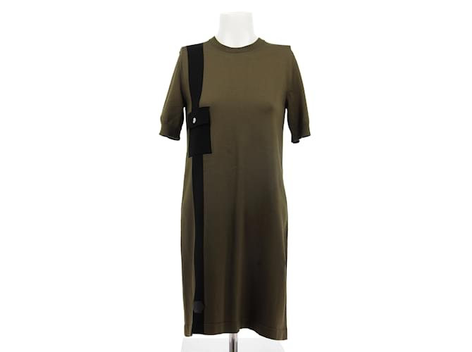 LOUIS VUITTON  Dresses T.International S Silk Khaki  ref.1246472