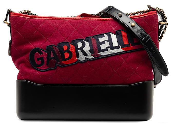 Borsa a tracolla Gabrielle piccola in lana rossa Chanel Rosso Panno  ref.1246508