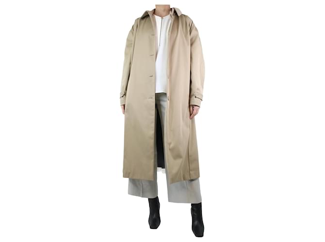 Autre Marque Neutral pleated cotton trench coat - size S  ref.1246592