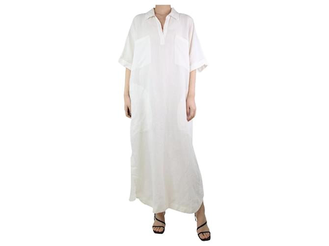 Autre Marque Cream patch-pocket linen midi dress - size M  ref.1246594