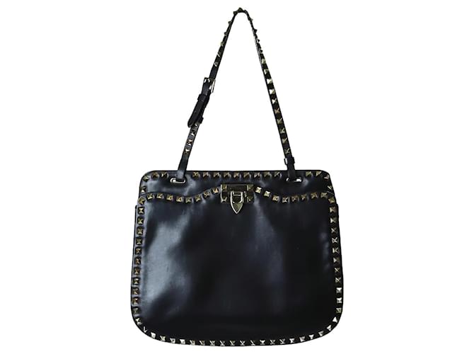 Valentino Black Rockstud top handle bag Leather  ref.1246601