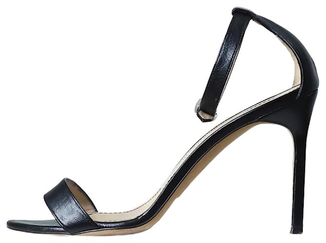Manolo Blahnik Black leather sandal heels - size EU 37.5  ref.1246602