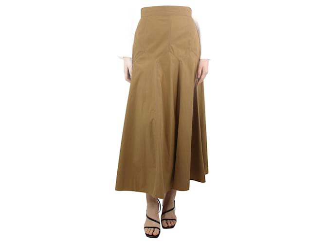 Autre Marque Brown A-line maxi skirt - size UK 10 Cotton  ref.1246612