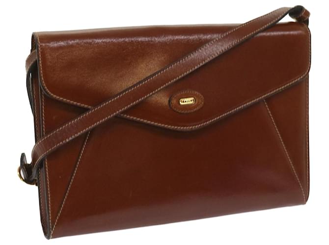 BALLY Shoulder Bag Leather Brown Auth 66086  ref.1246651