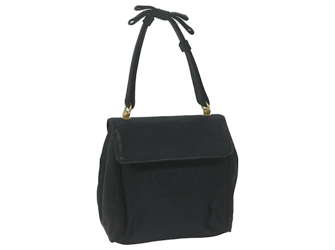PRADA Hand Bag Satin Black Auth bs11856  ref.1246696