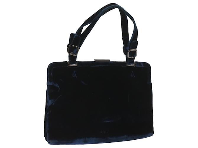 PRADA Hand Bag Velor Blue Auth 65905  ref.1246705
