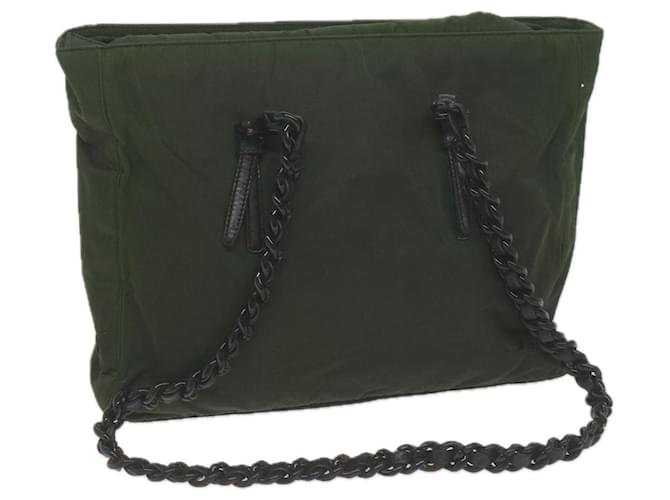 PRADA Chain Tote Bag Nylon Khaki Auth 65437  ref.1246710