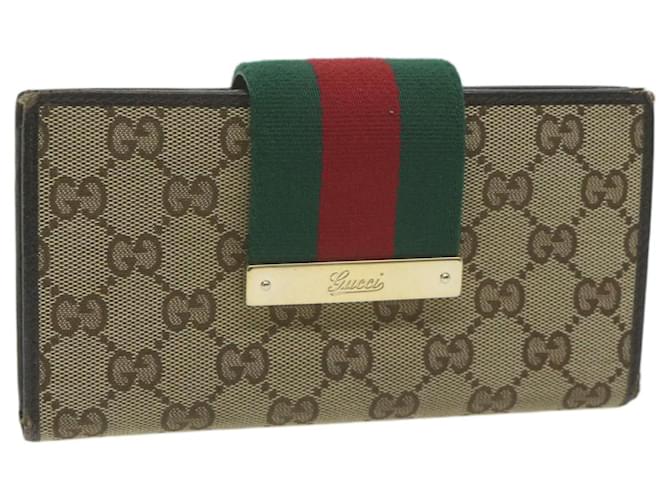 GUCCI GG Canvas Web Sherry Line Wallet Beige Green Red Auth yk10574 Cloth  ref.1246733