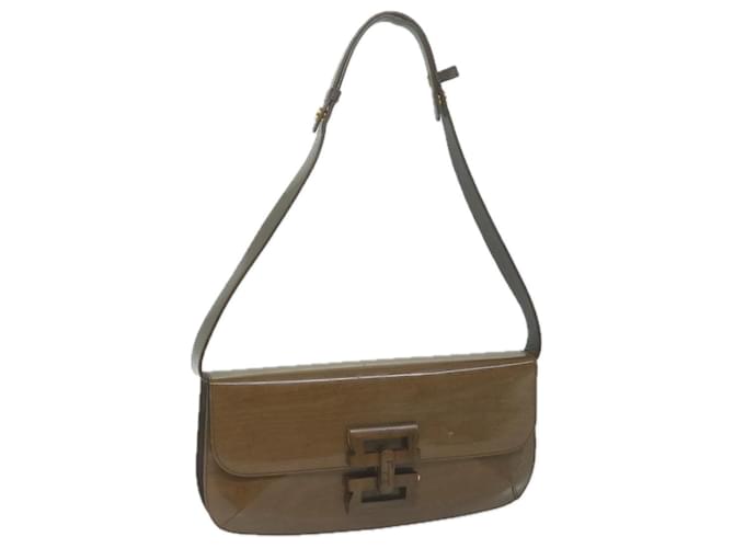 Salvatore Ferragamo Shoulder Bag Patent leather Brown Auth 65739  ref.1246737