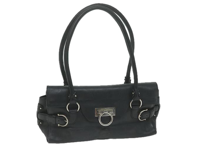 Salvatore Ferragamo Gancini Shoulder Bag Leather Black Auth 65855  ref.1246743