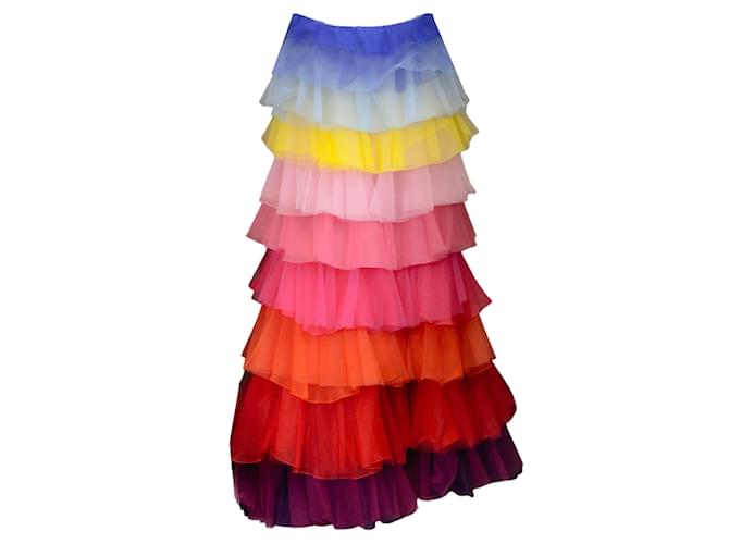 Autre Marque Carolina Herrera - Jupe longue en tulle multicolore à plusieurs niveaux Synthétique  ref.1246830
