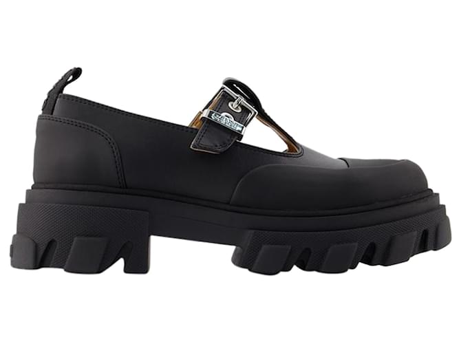 Cleated Mary Jane Loafers - Ganni - Synthetic Leather - Black Leatherette  ref.1246854