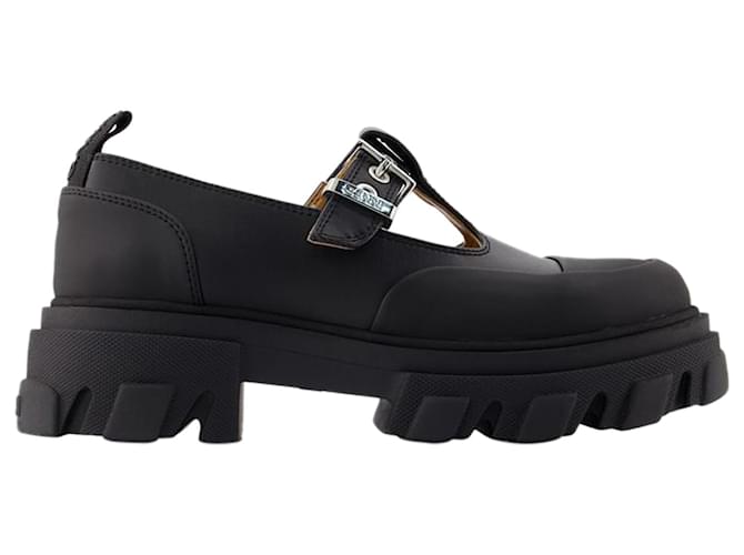 Cleated Mary Jane Loafers - Ganni - Synthetic Leather - Black Leatherette  ref.1246864