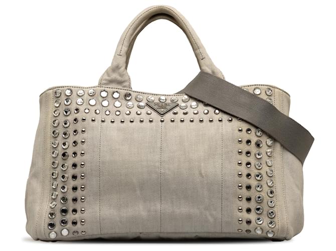Bolso satchel Prada gris Canapa Bijoux Lienzo Paño  ref.1246938