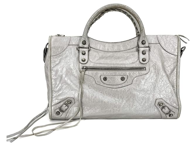 Balenciaga City Medium Leather 2-Ways  Bag metallic silver Silvery  ref.1247214