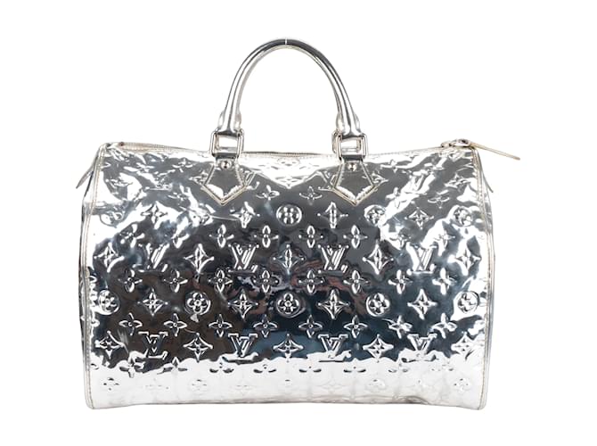 Louis Vuitton Silver Mirror Monogram Edition Speedy 35 handbag Silvery Cloth  ref.1247225