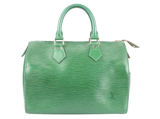 Louis Vuitton Couro Epi Verde Speedy 25 Bolsa Lona  ref.1247232