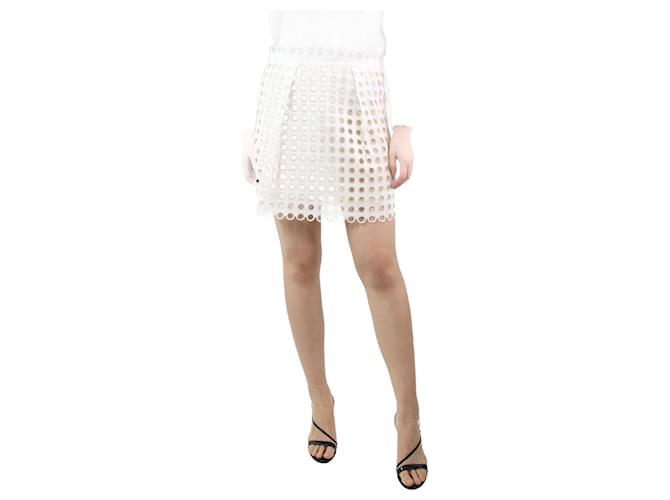 Chloé Cream pleated cutout skirt - size UK 10 Cotton  ref.1247278