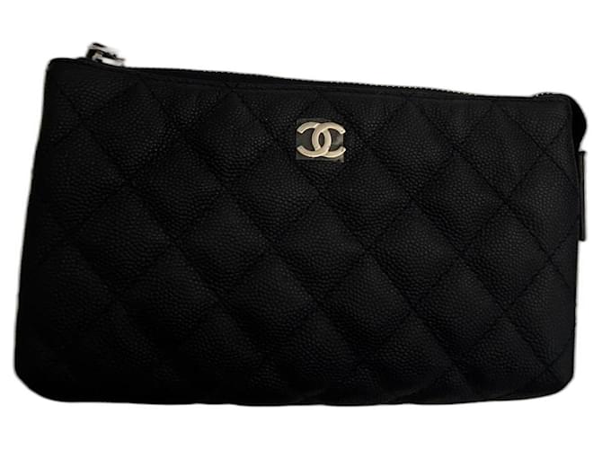Cambon Chanel Kleine Clutch-Tasche Schwarz Leder  ref.1247290