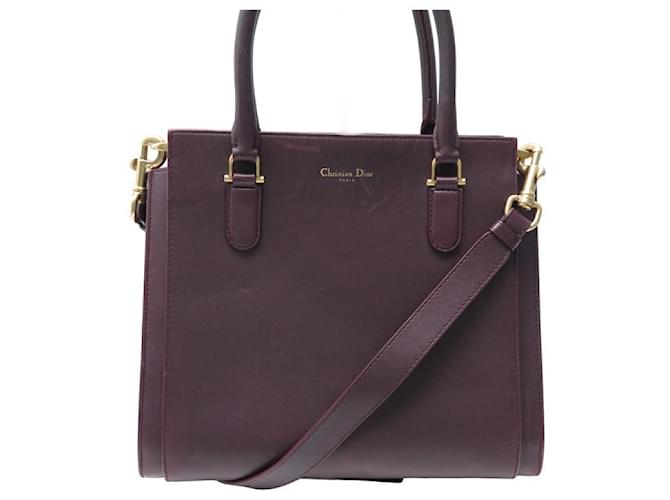 Christian Dior handbag 21ST IN BORDEAUX LEATHER PURSE HAND BAG Dark red  ref.1247384