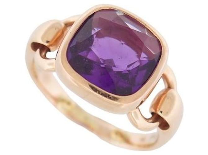 POIRAY INDRANI GM T RING49 52 AMETHYST STONE IN ROSE GOLD 18K 5.7G RING Golden Pink gold  ref.1247423