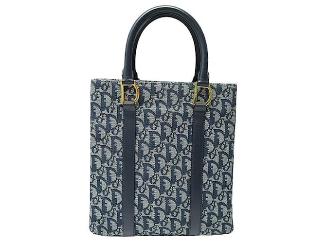 Christian Dior Trotter handbag 24CM OBLIQUE CANVAS TOTE TOTE HAND BAG Navy blue Cloth  ref.1247428