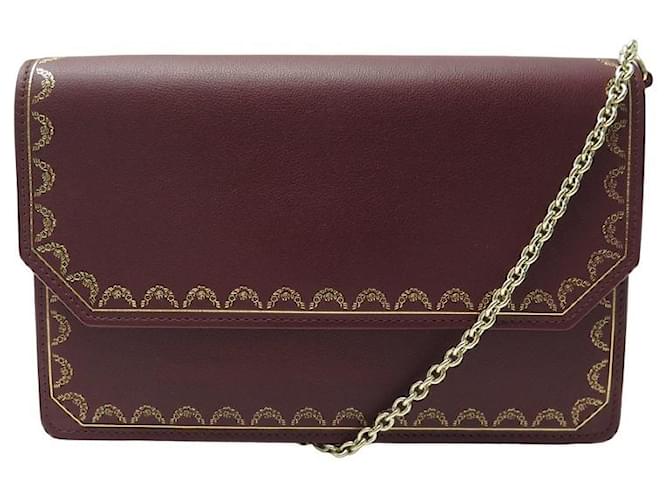 NEUE CARTIER CRL WALLET HANDTASCHE1002257 WOC-SCHULTERGIRLANDE Bordeaux Leder  ref.1247430