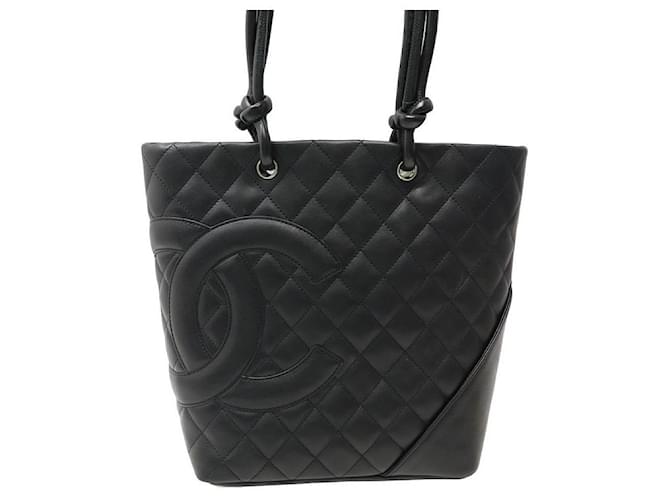 CHANEL CAMBON SHOPPING PM HANDBAG IN BLACK QUILTED LEATHER BLACK HAND BAG  ref.1247431