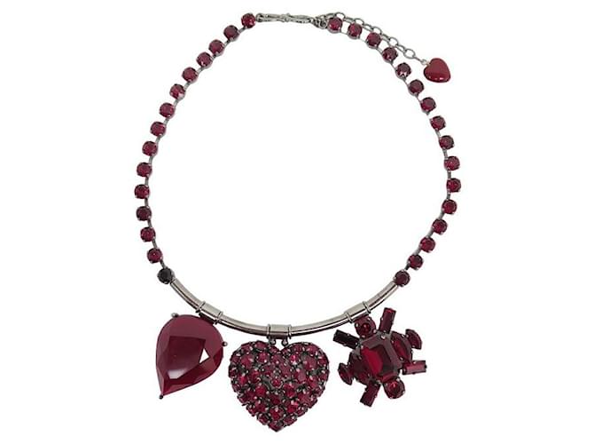 NEW PHILIPPE FERRANDIS HEART RED STONE SILVER NECKLACE 44 NECKLACE JEWEL Metal  ref.1247471