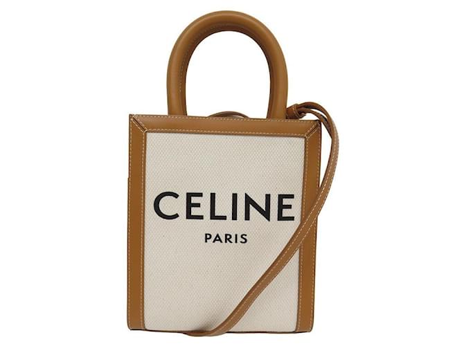 Céline NEW CELINE MINI VERTICAL CABAS HANDBAG 193302 CANVAS TOTE BAG NEW Leather  ref.1247480