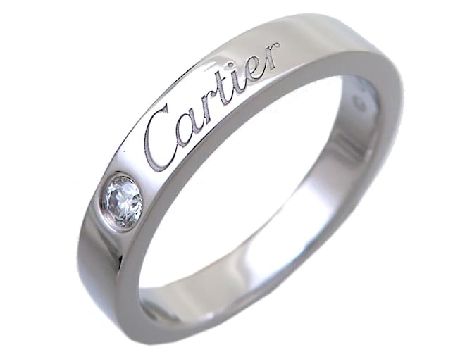 Cartier Anello in platino con incisione C De Metallo  ref.1247537