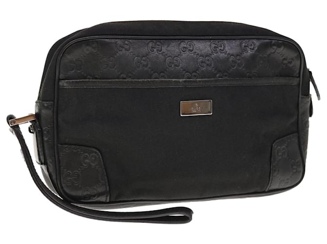 GUCCI Guccissima Clutch Bag Nylon Leather Black 162782 auth 65851  ref.1247655