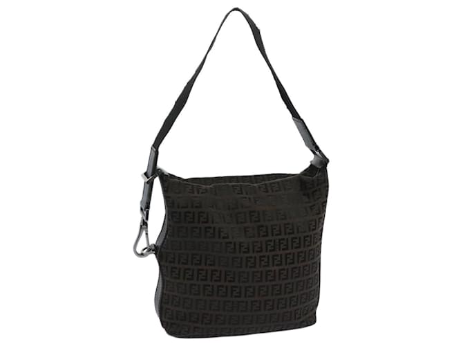 Bolso de hombro de lona FENDI Zucchino Marrón Auth 66016 Castaño  ref.1247668