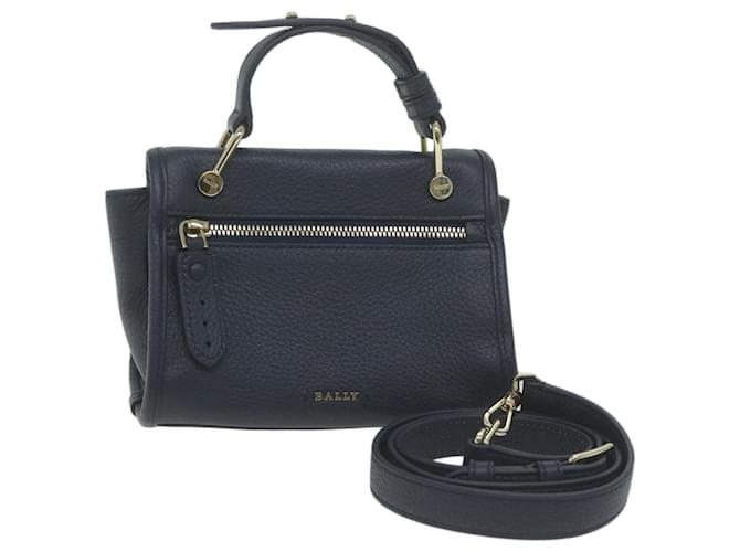 BALLY Shoulder Bag Leather 2way Navy Auth yk10576 Navy blue  ref.1247687