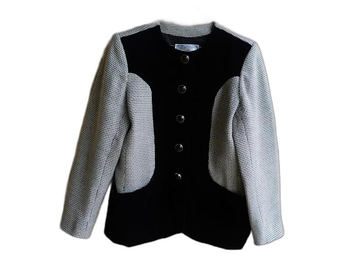 Yves Saint Laurent Jackets Black White Velvet Wool  ref.1247744