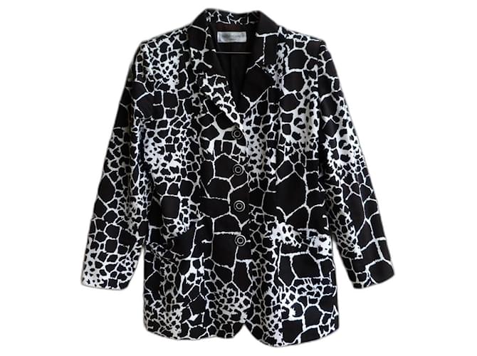 Yves Saint Laurent Jackets Black White Cotton  ref.1247751